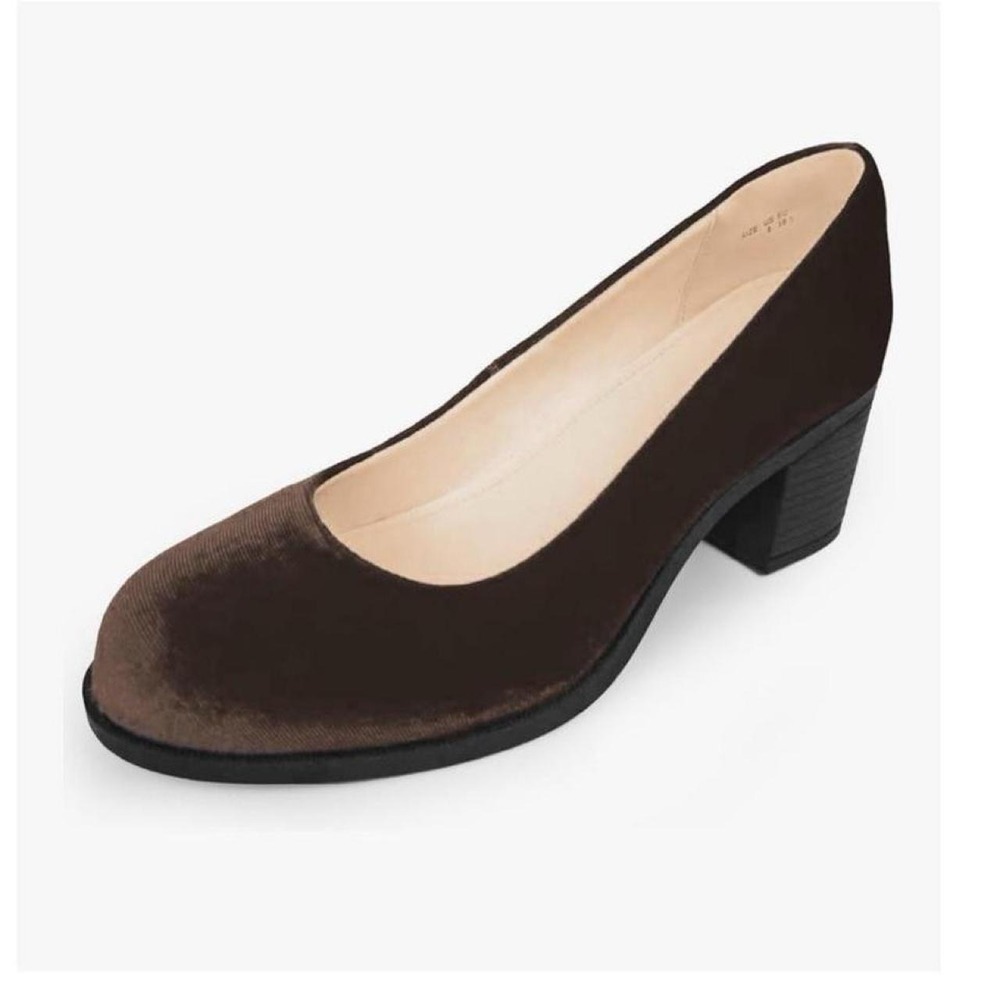 XIECIBOBO Women's Pumps Comfortable Slip-On Low Block Heel Round Toe